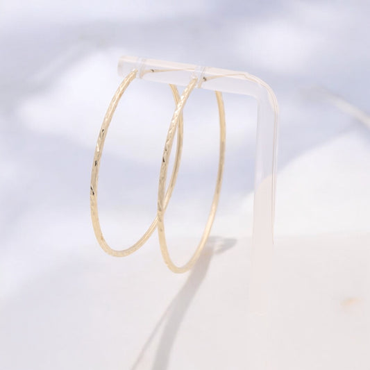 14K Yellow Gold Fashion Hoop Earrings