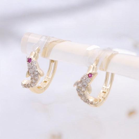 14K Yellow Gold Dolphin Earrings