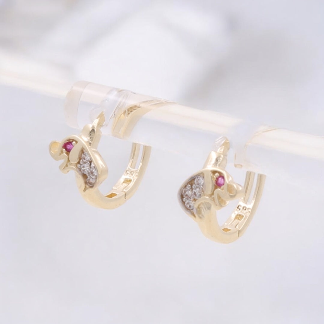 14K Yellow Gold Fashion Elephant Earrings