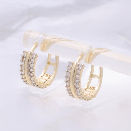 14K Yellow Gold Fashion Hoop Earrings