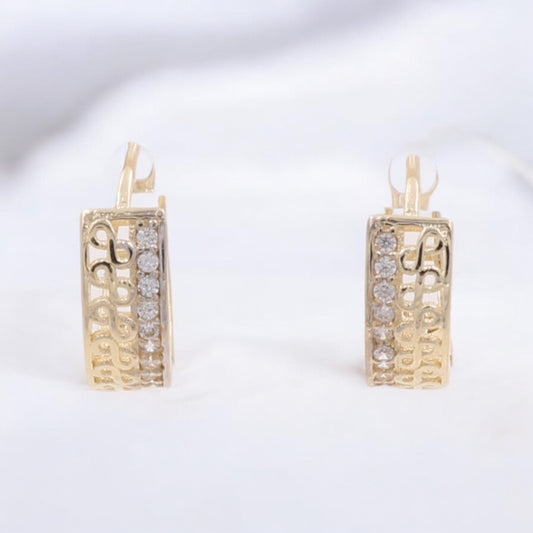 14K Yellow Gold Fashion Hoop Earrings