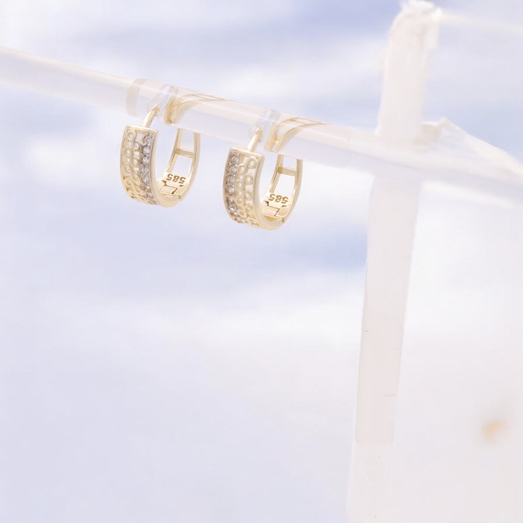 14K Yellow Gold Fashion Hoop Earrings