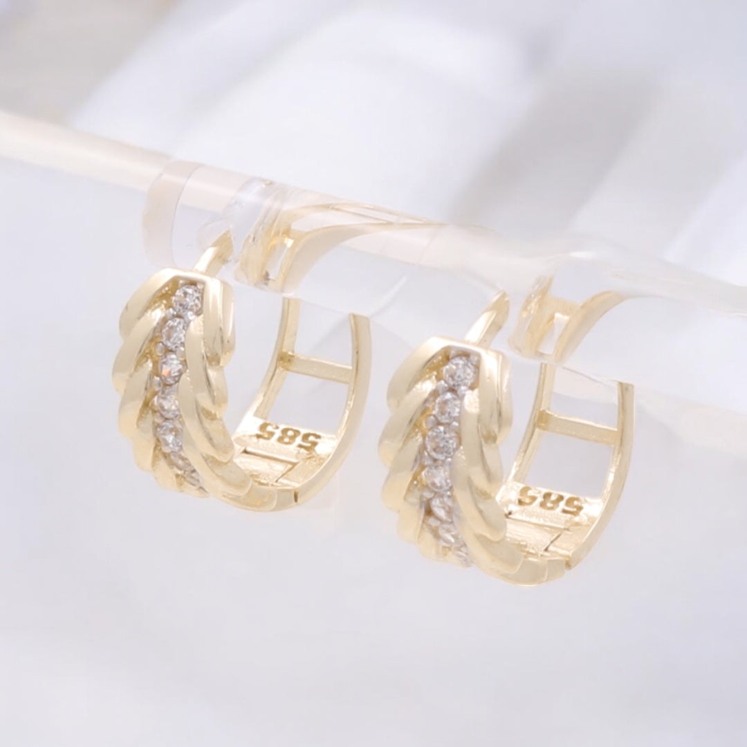 14K Yellow Gold Fashion Hoop Earrings