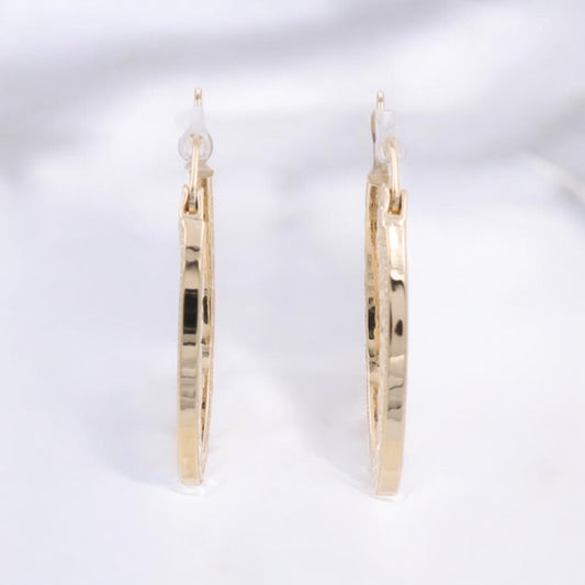 14K Yellow Gold Fashion Hoop Earrings