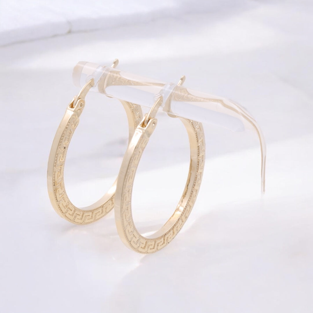 14K Yellow Gold Fashion Hoop Earrings