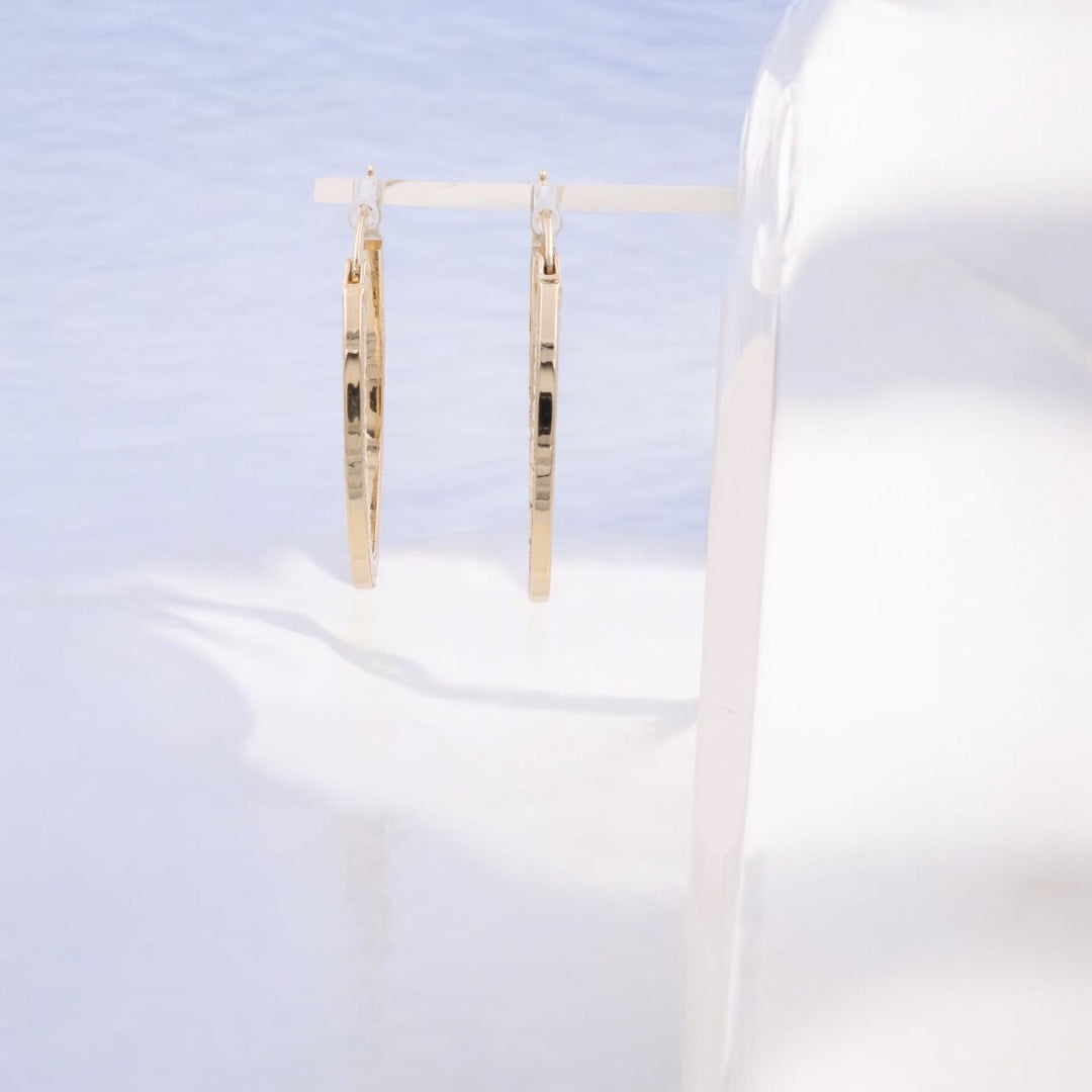 14K Yellow Gold Fashion Hoop Earrings