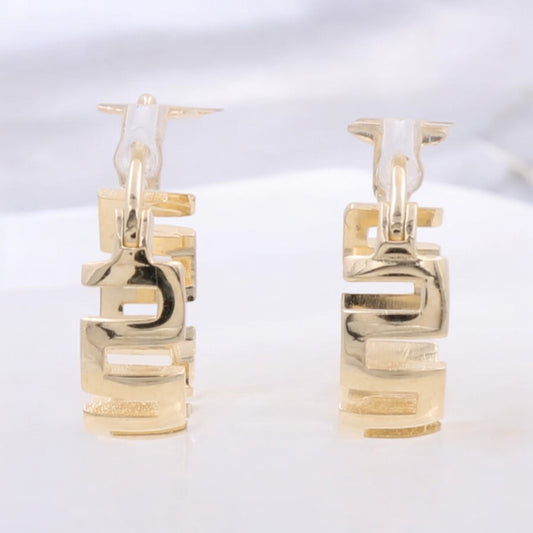 14K Yellow Gold Fashion Hoop Earrings