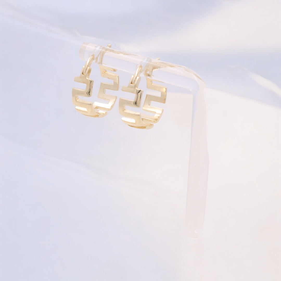 14K Yellow Gold Fashion Hoop Earrings