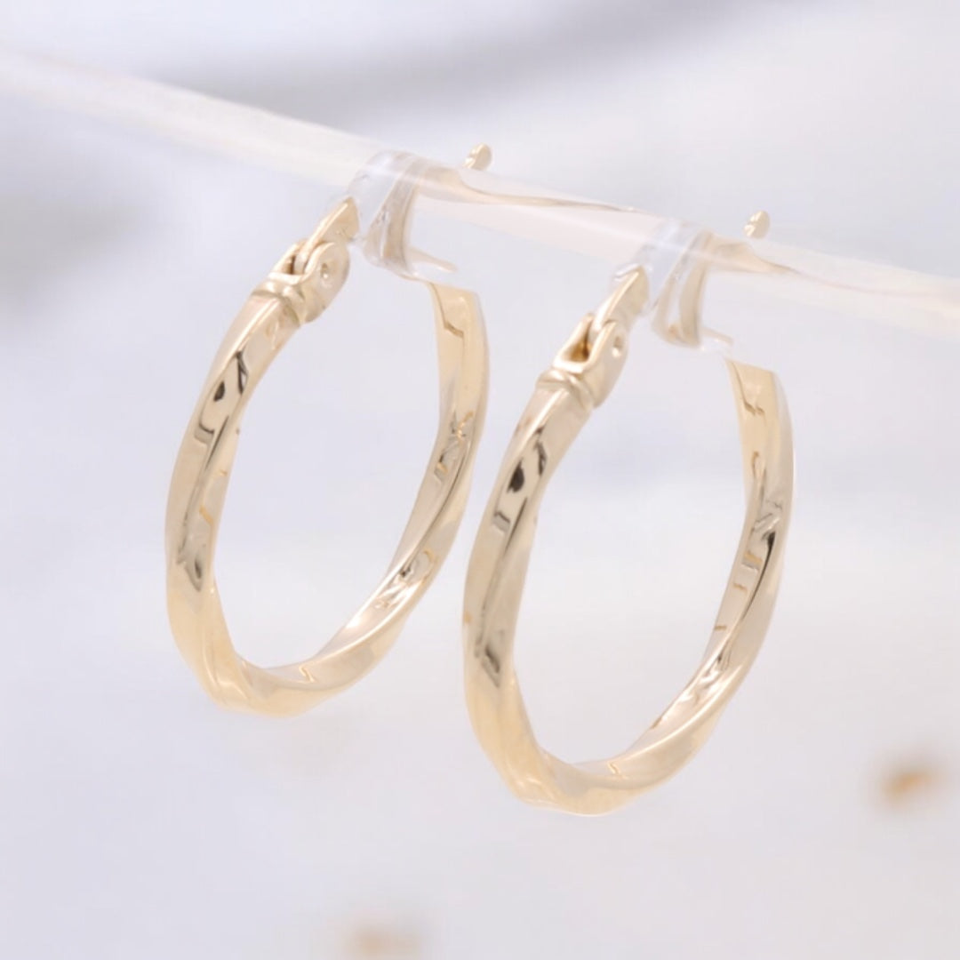 14K Yellow Gold Fashion Hoop Earrings