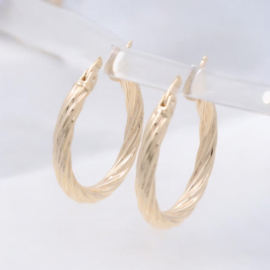 14K Yellow Gold Fashion Hoop Earrings