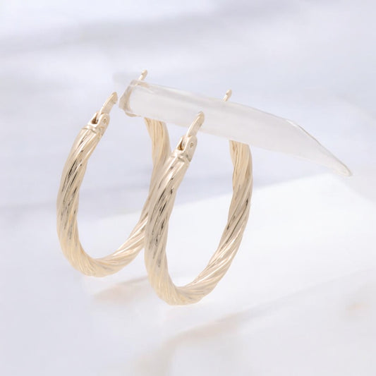 14K Yellow Gold Fashion Hoop Earrings