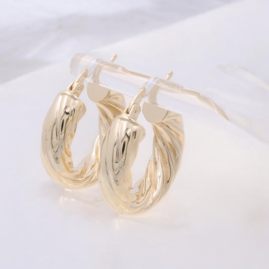 14K Yellow Gold Fashion Hoop Earrings