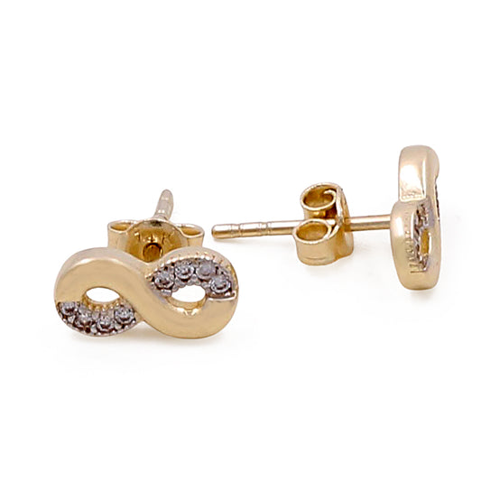 14K Yellow Gold Infinity Earrings with Cubic Zirconias