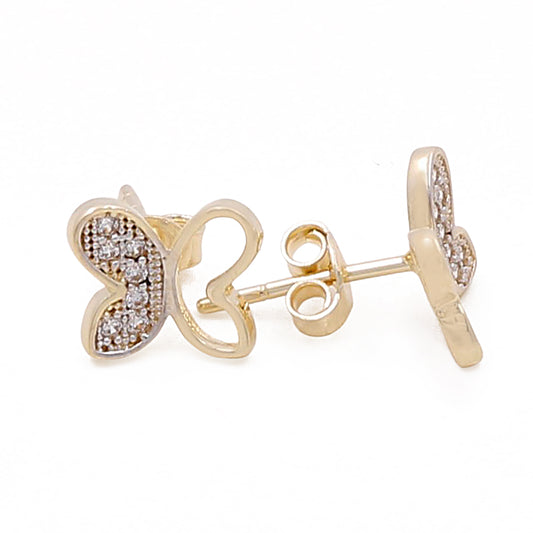 14K Yellow Gold Butterfly Earrings with Cubic Zirconias