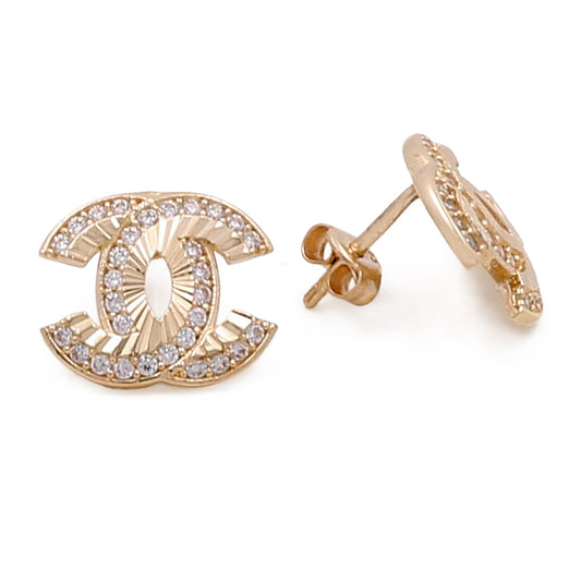 14K Yellow Gold Fashion Earrings with Cubic Zirconias