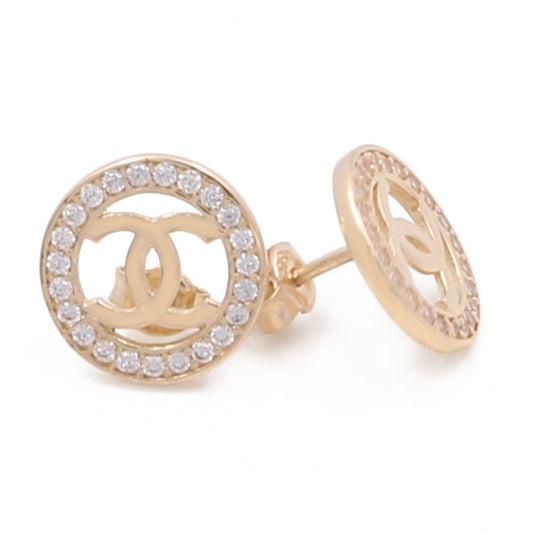 14K Yellow Gold Fashion Earrings with Cubic Zirconias