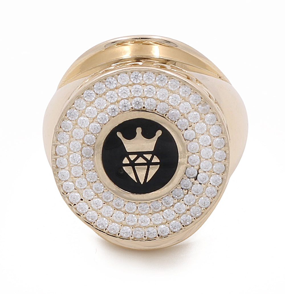 14K Yellow Gold Men's Fashion Ring with Cubic Zirconias