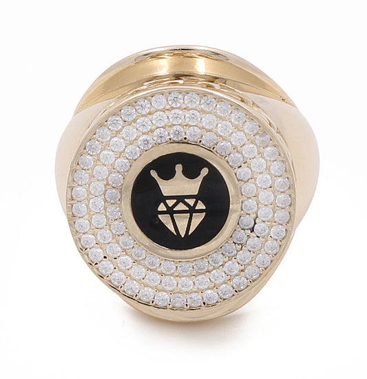 14K Yellow Gold Men's Fashion Ring with Cubic Zirconias