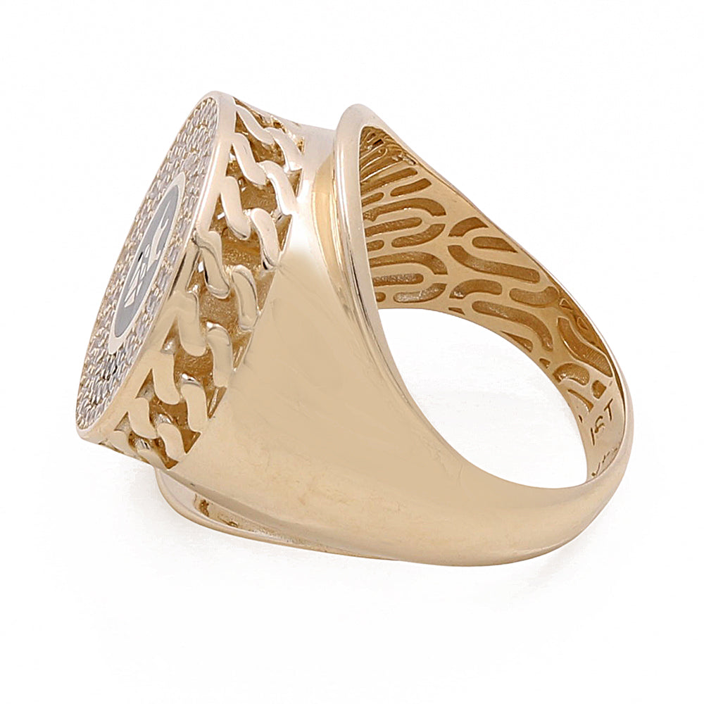 14K Yellow Gold Men's Fashion Ring with Cubic Zirconias