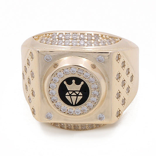 14K Yellow Gold Men's Fashion Ring with Cubic Zirconias