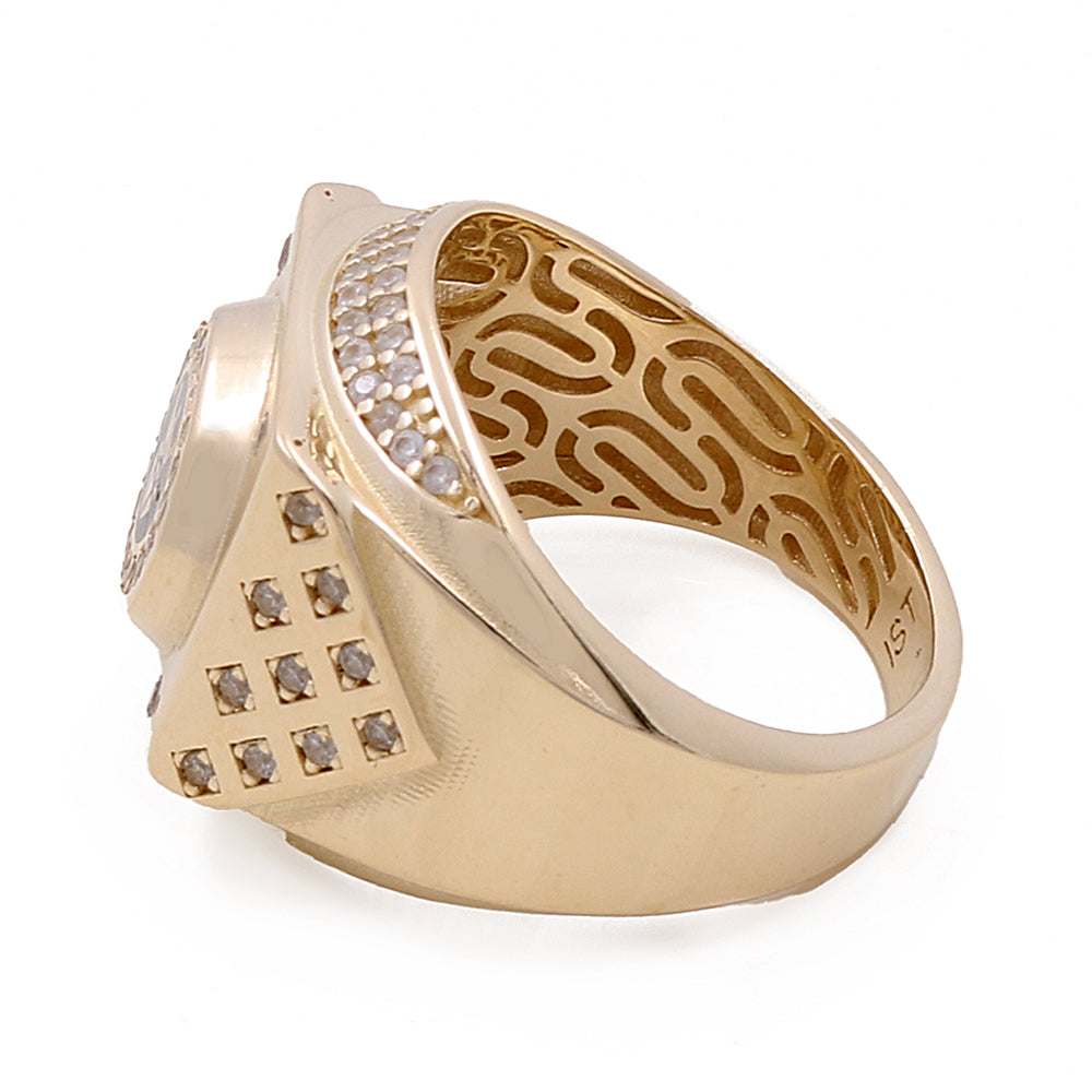 14K Yellow Gold Men's Fashion Ring with Cubic Zirconias