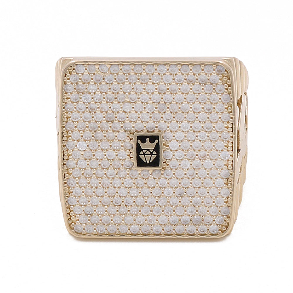 14K Yellow Gold Men's Fashion Ring with Cubic Zirconias