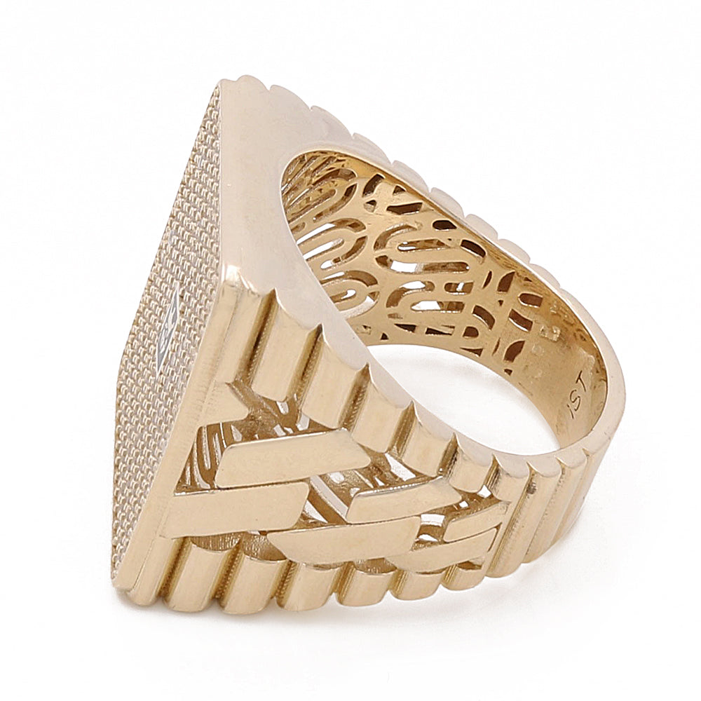 14K Yellow Gold Men's Fashion Ring with Cubic Zirconias