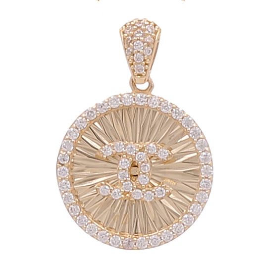 14K Yellow Gold Fashion Pendant with Cubic Zirconias
