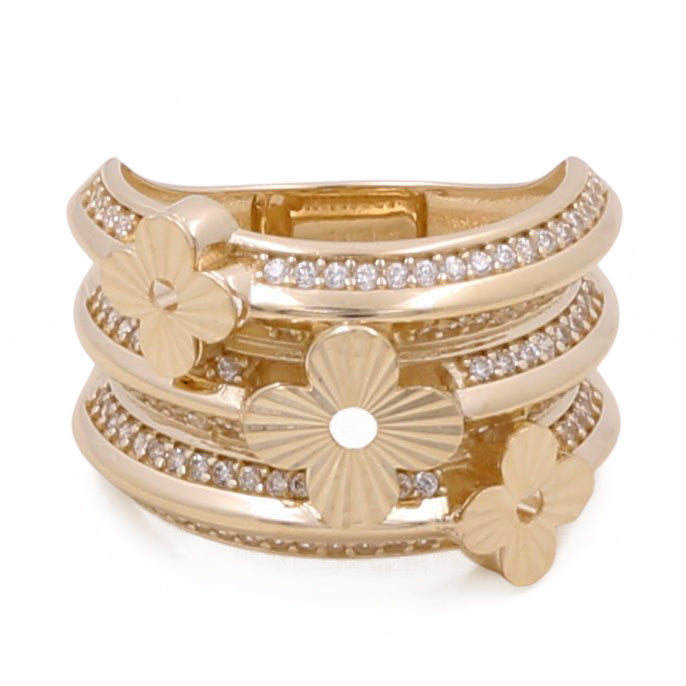14K Yellow Gold Fashion Women's Ring with Cubic Zirconias