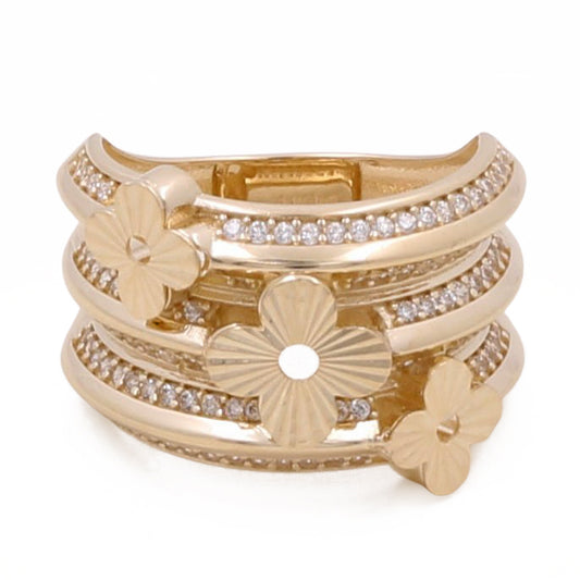 14K Yellow Gold Fashion Women's Ring with Cubic Zirconias