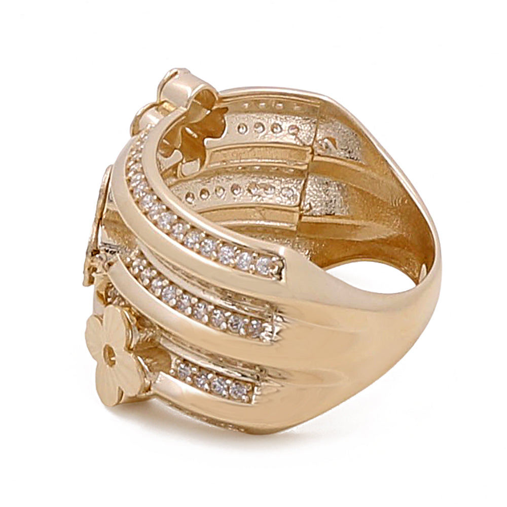 14K Yellow Gold Fashion Women's Ring with Cubic Zirconias