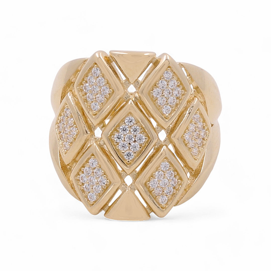 14K Yellow Gold Fashion Women's Ring with Cubic Zirconias