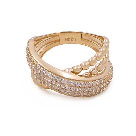 14K Yellow Gold Fashion Women's Ring with Cubic Zirconias