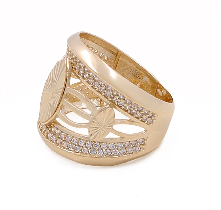 14K Yellow Gold Fashion Women's Ring with Cubic Zirconias