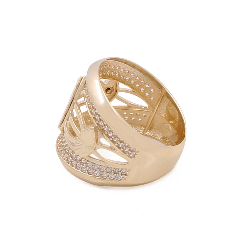 14K Yellow Gold Fashion Women's Ring with Cubic Zirconias