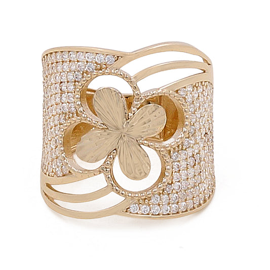 14K Yellow Gold Fashion Women's Ring with Cubic Zirconias