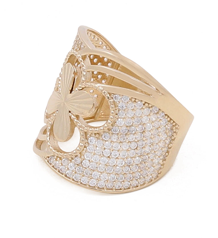 14K Yellow Gold Fashion Women's Ring with Cubic Zirconias