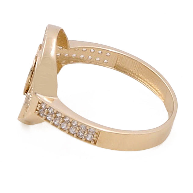 14K Yellow Gold Heart Women's Ring with Cubic Zirconias