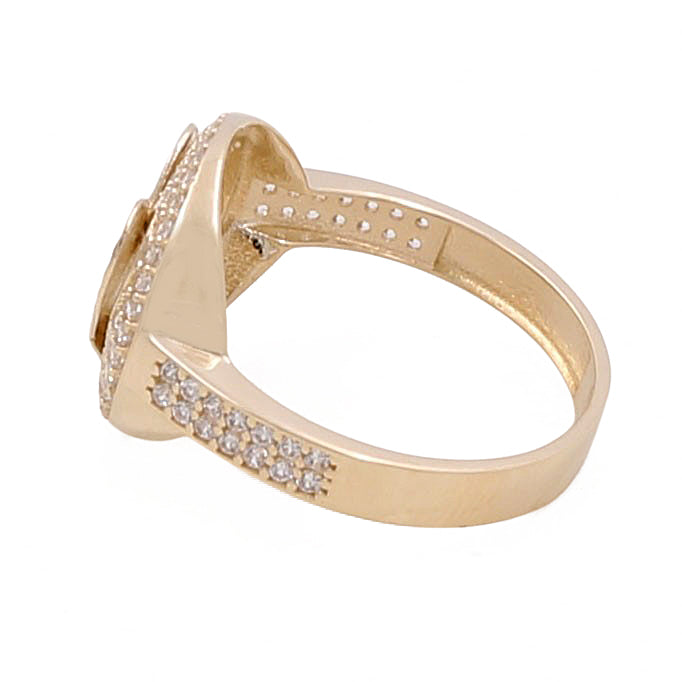 14K Yellow Gold Heart Women's Ring with Cubic Zirconias