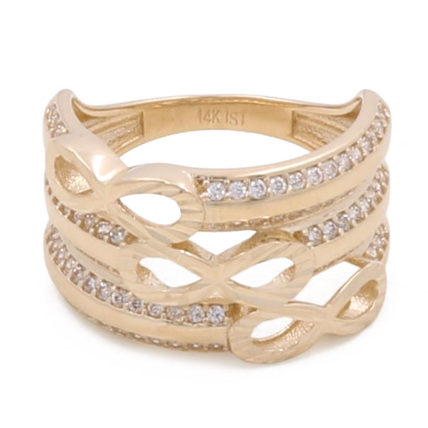14K Yellow Gold Infinity Women's Ring with Cubic Zirconias