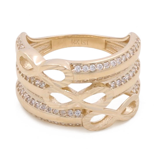 14K Yellow Gold Infinity Women's Ring with Cubic Zirconias