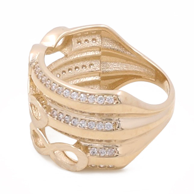 14K Yellow Gold Infinity Women's Ring with Cubic Zirconias