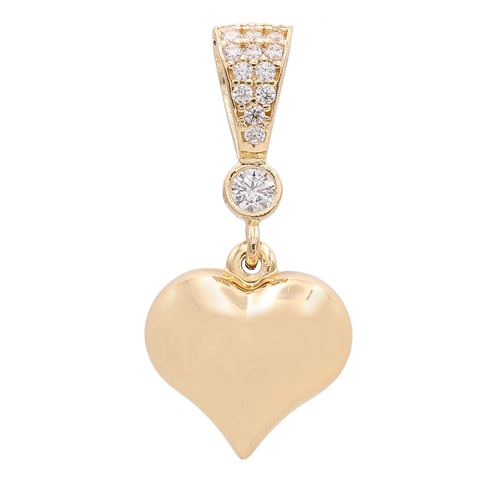 14K Yellow Gold Heart Fashion Pendant with Cubic Zirconias