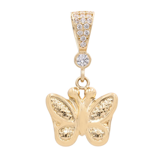 14K Yellow Gold Butterfly Pendant with Cubic Zirconias