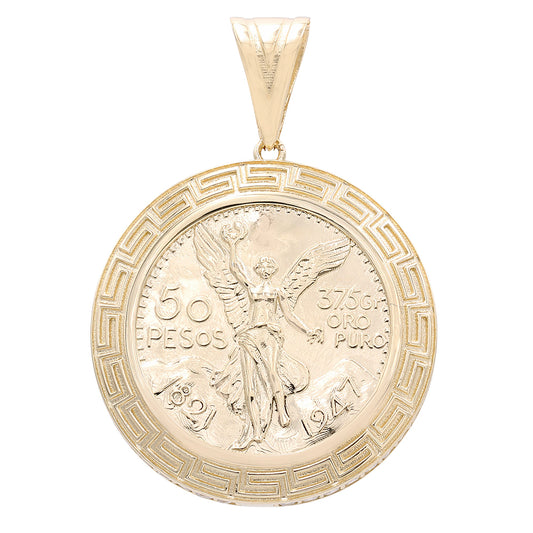 14K Yellow Gold Fashion Mexican Coin Pendant