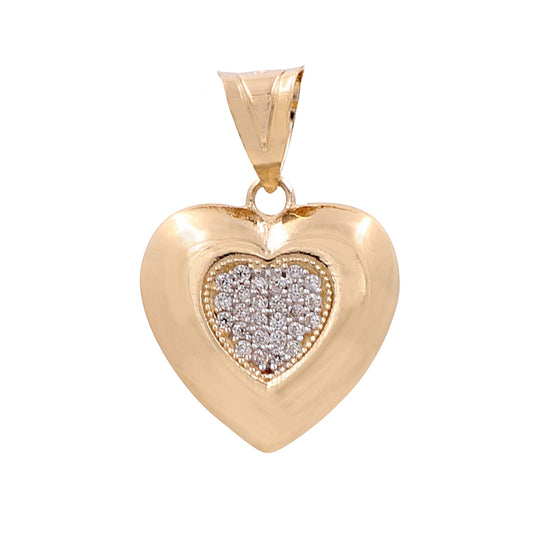 14K Yellow Gold Heart Pendant with Cubic Zirconias