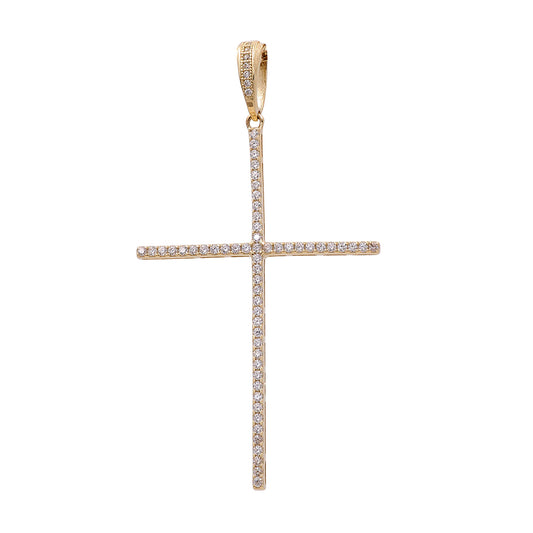 14K Yellow Gold Cross Pendant with Cubic Zirconias