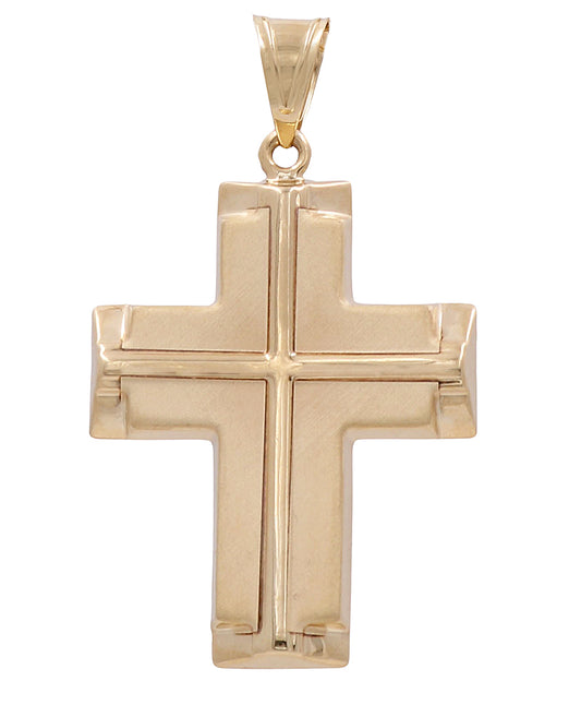 14K Yellow Gold Fashion Wide Cross Pendant