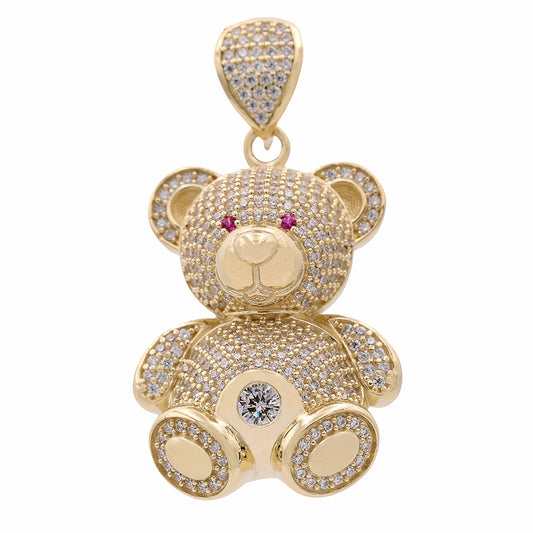 Bear Pendant with Color Stones and Cubic Zirconias
