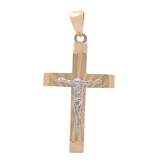 14K Yellow and White Gold Jesus on the Cross Pendant